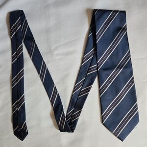 Stafford Executive Blue Silk Tie with Burgundy and White Diagonal Stripes